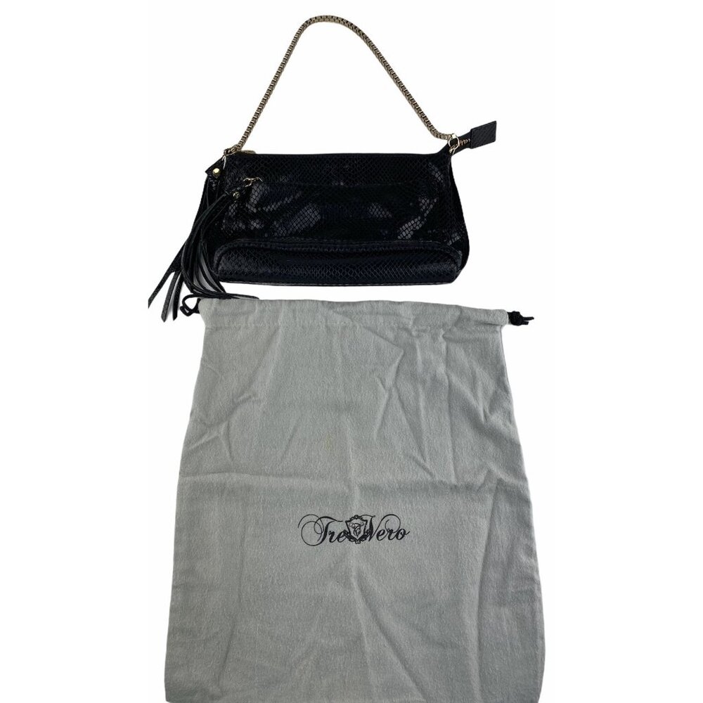 Tre Vero‎ Black Shoulder Bag Satchel Purse Gold Chain Tassel With Dust Cover Bag